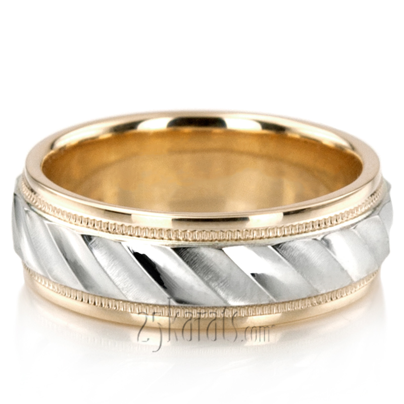 Stylish Ridged Center Fancy Designer Wedding Ring  - view 5