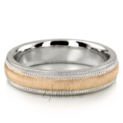 Simple Round Diamond Carved Wedding Ring - view 8 of 10