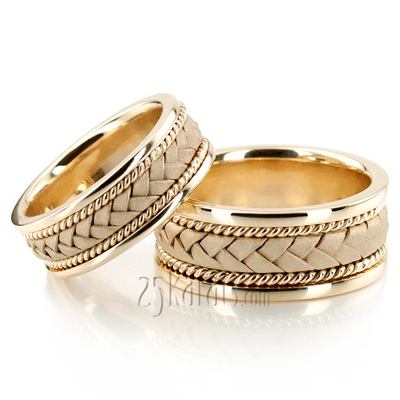 Braided Two-Tone Handmade Wedding Ring Set - view 5 of 5