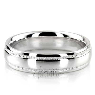 Simple Round Diamond Carved Wedding Ring - view 9 of 10