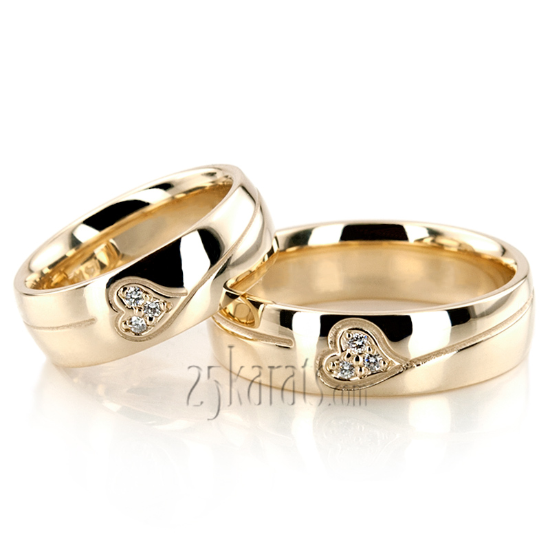 Elegant Heart Diamond Wedding Ring Set - view 3