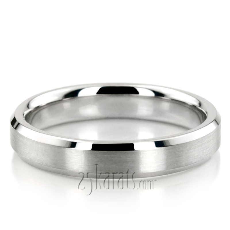 Beveled Edge Satin Diamond Cut Wedding Ring  - view 14