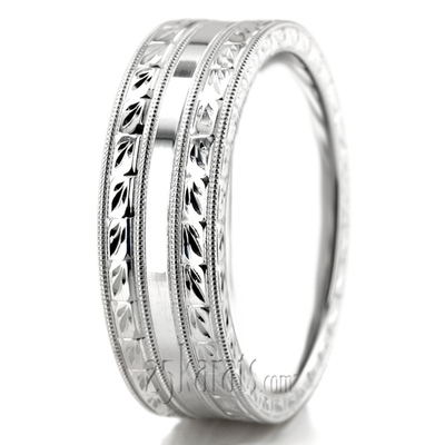 Custom Hand Engraved Shiny Wedding Ring  - view 5 of 6