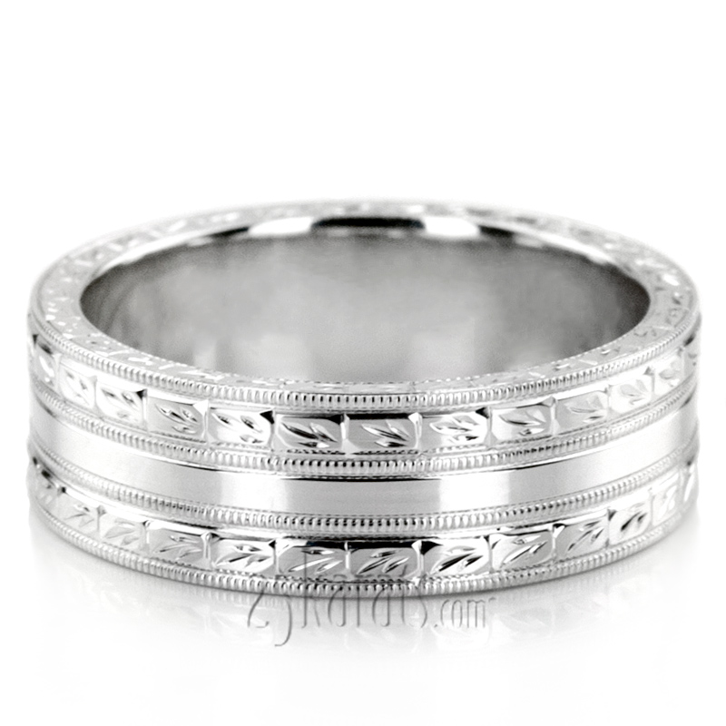 Custom Hand Engraved Shiny Wedding Ring  - view 6