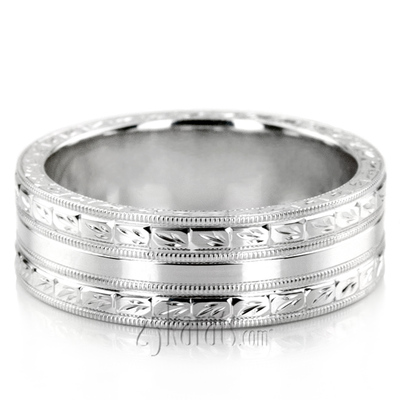 Custom Hand Engraved Shiny Wedding Ring  - view 6 of 6