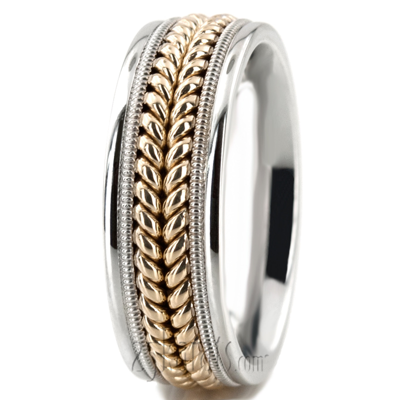 Attractive Beaded Hand Woven Wedding Band Hc100112 14k Gold 7526