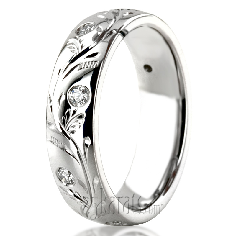 Chic Diamond Floral Wedding Band - view 2