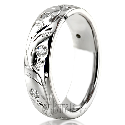 Chic Diamond Floral Wedding Band - view 2 of 3