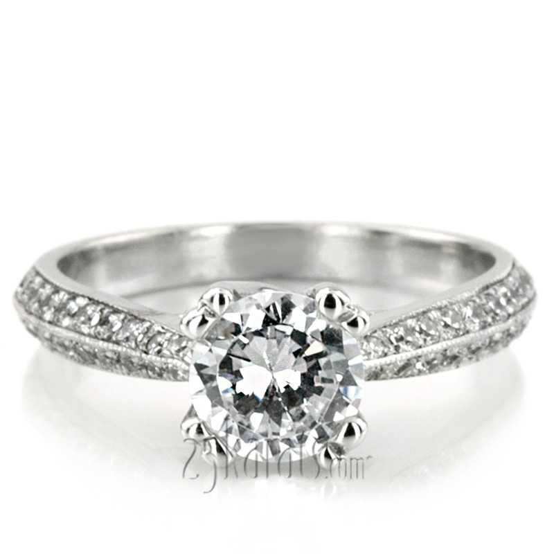 Double Prong Trellis Knife Edge Pave Engagement Ring (0.35ct. tw) - view 8