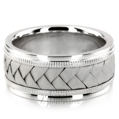 Classic Milgrain Hand Braided Wedding Band  - view 10 of 11