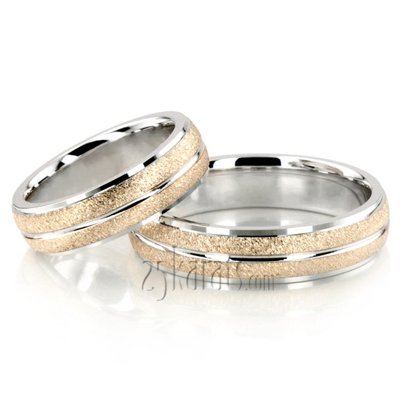 Fine Brush Finish Basic Designer Wedding Ring Set - view 4