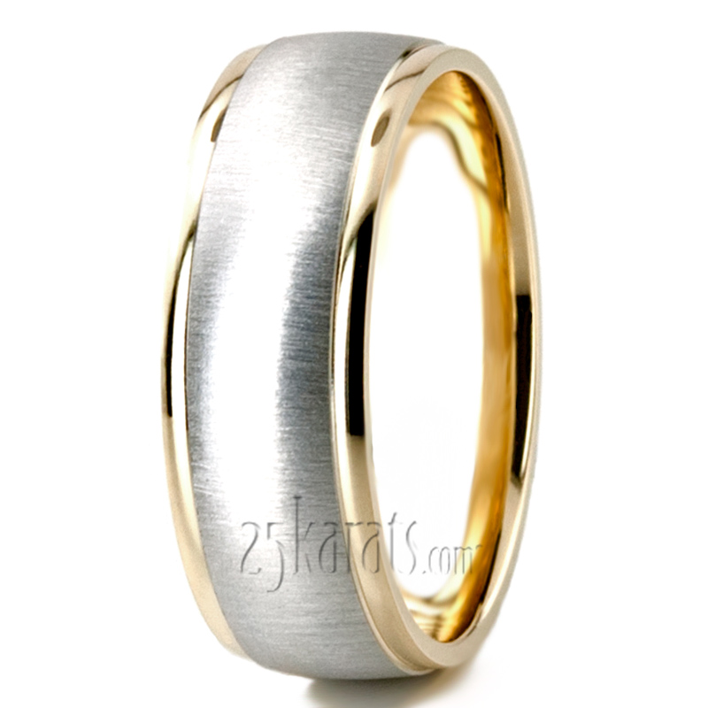 Classic Brushed Two-Tone Wedding Band  - view 6