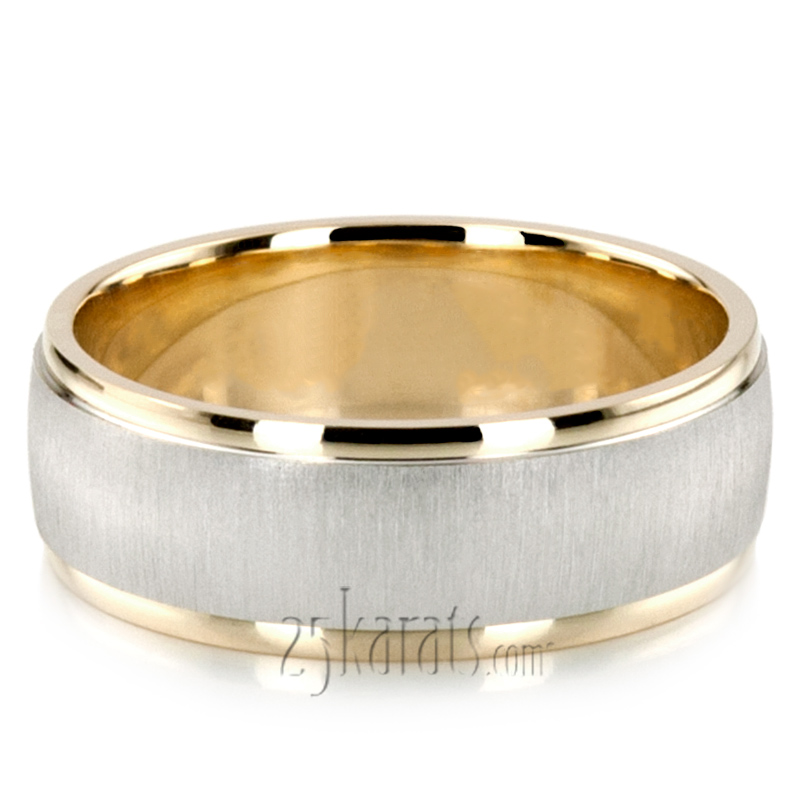 Classic Brushed Two-Tone Wedding Band  - view 7