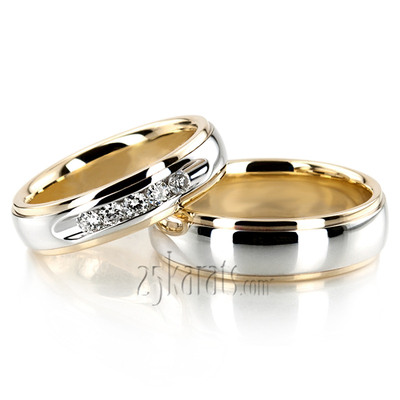 Step Edge Dome Diamond Wedding Band Set - view 4 of 4