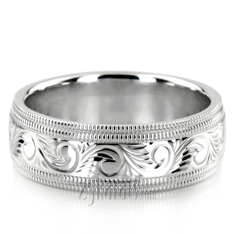 Bestseller Hand Engraved Fancy Wedding Band  - view 5