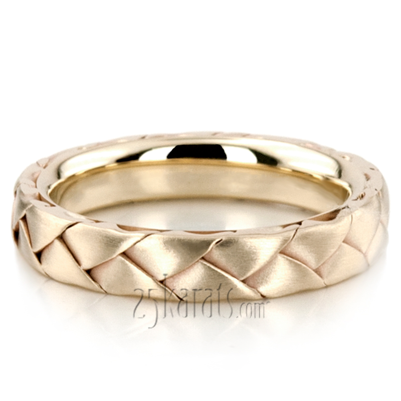 Bestseller Tri-Tone Hand Woven Gold Wedding Ring - view 3