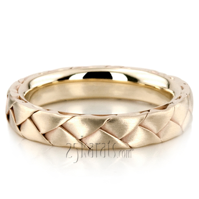 Bestseller Tri-Tone Hand Woven Gold Wedding Ring - view 3 of 3