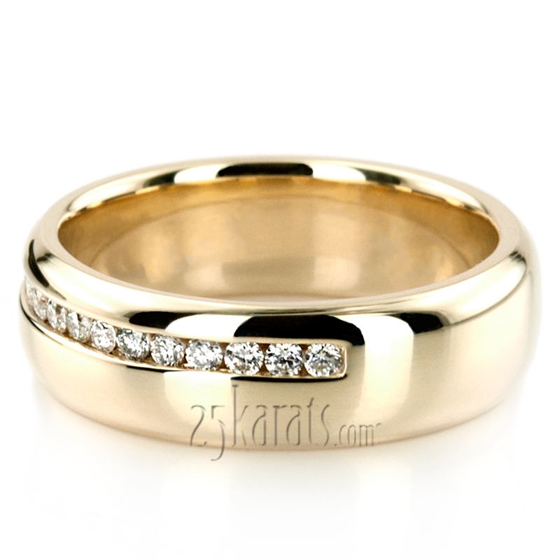 Off-Center Channel Set Diamond Wedding Ring - view 2