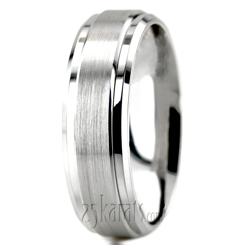 Double Bevel Edge Wedding Ring - view 2