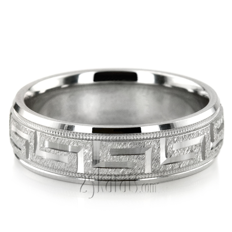 Greek Key Fancy Designer Wedding Ring  - view 5