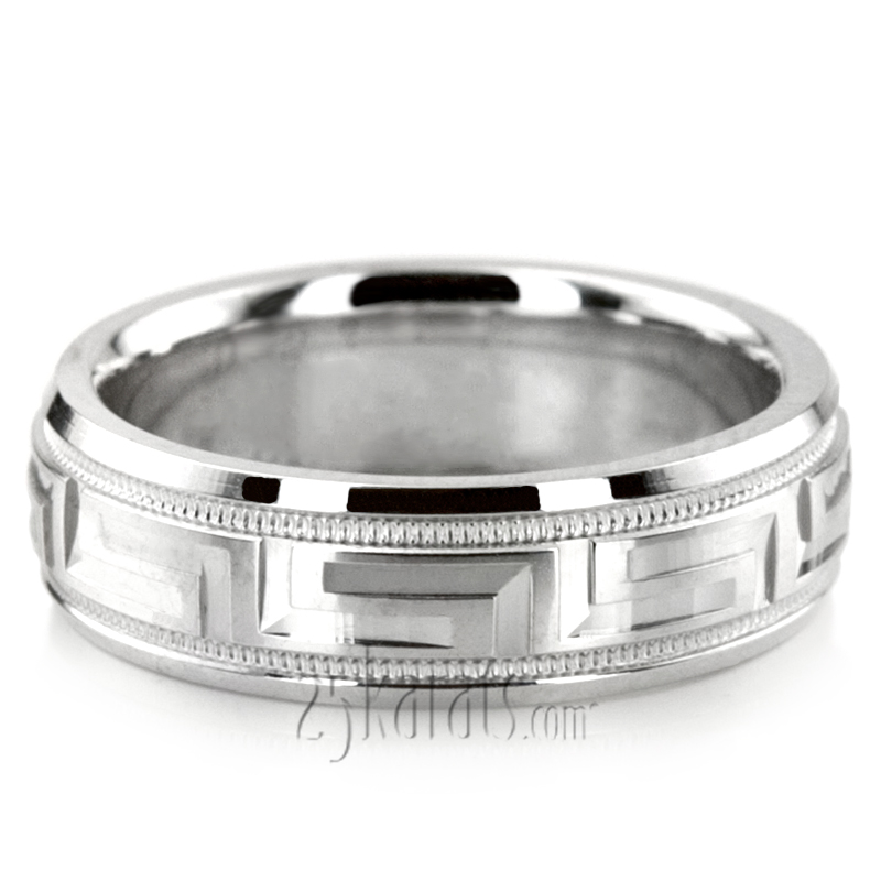 Greek Key Fancy Designer Wedding Ring  - view 6