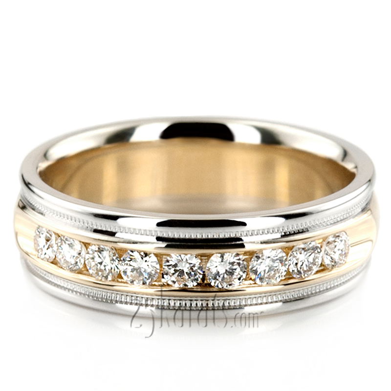 Channel Set Diamond Wedding Band - view 4