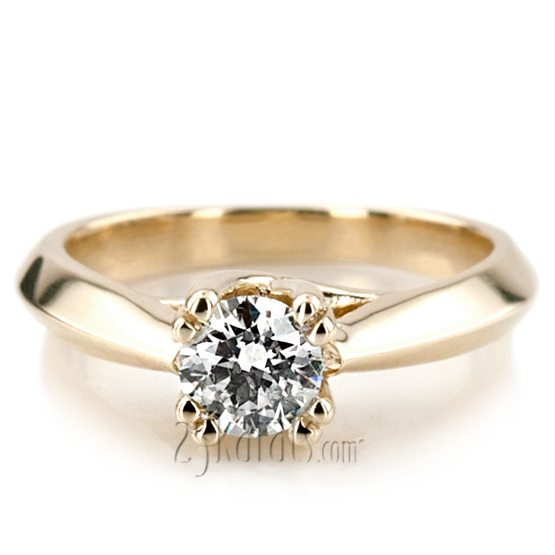 Round Cut Double Prong Solitaire Engagement Ring - view 4