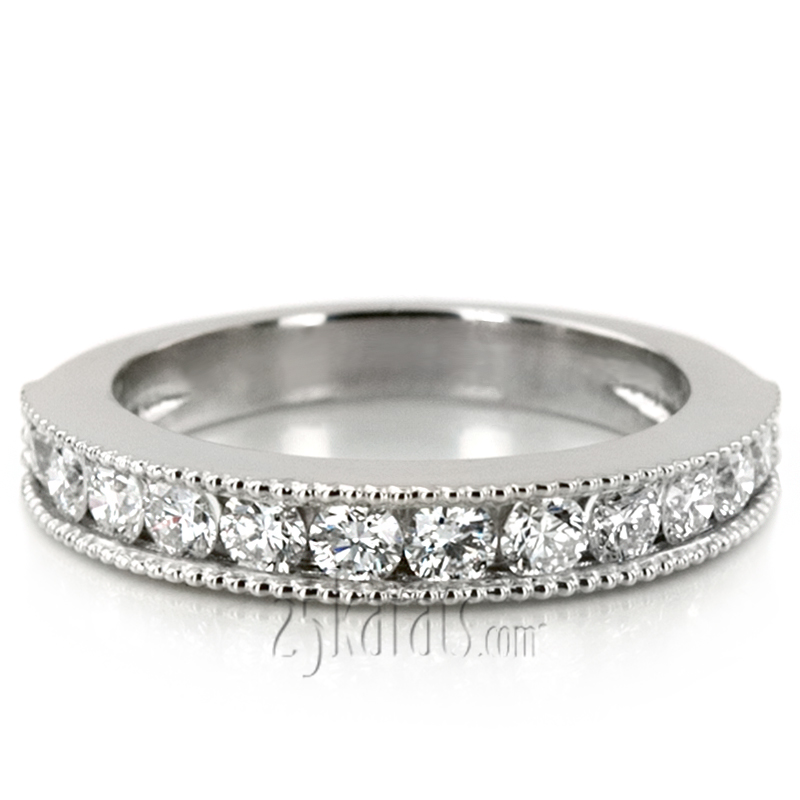 Channel Set Milgrain Diamond Wedding Band (0.72 ct.) - view 5