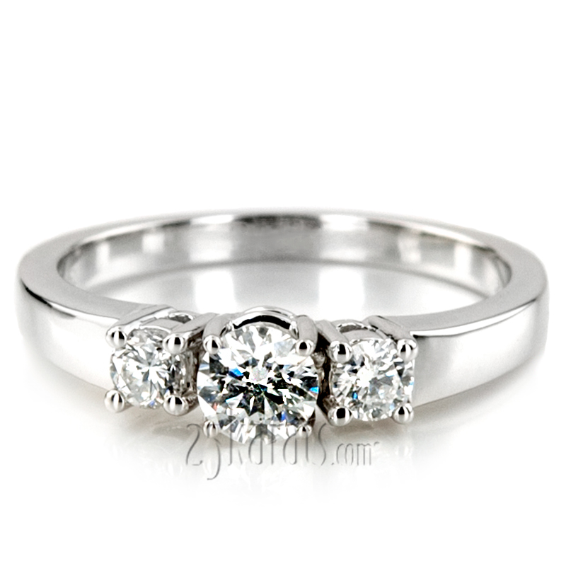 Classic Basket Setting Three Stone 14k Gold Engagement Ring (1/2 ct. t.w. GH/SI) - view 10