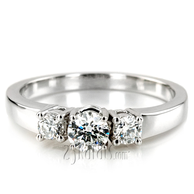 Classic Basket Setting Three Stone 14k Gold Engagement Ring (1/2 ct. t.w. GH/SI) - view 10 of 10