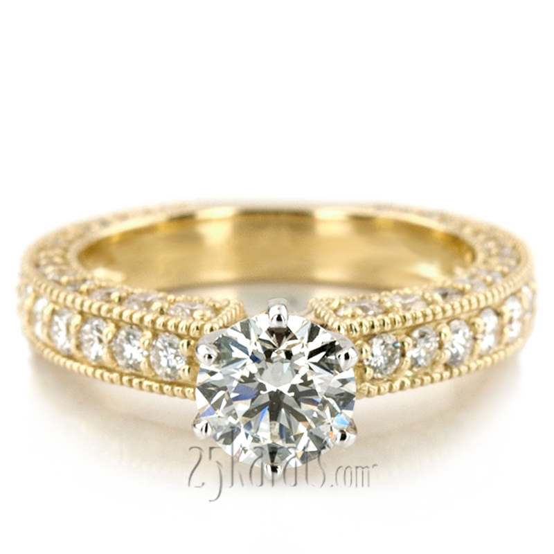 Prong Set Antique Diamond Bridal Ring (1.52 ct. tw.) - view 3