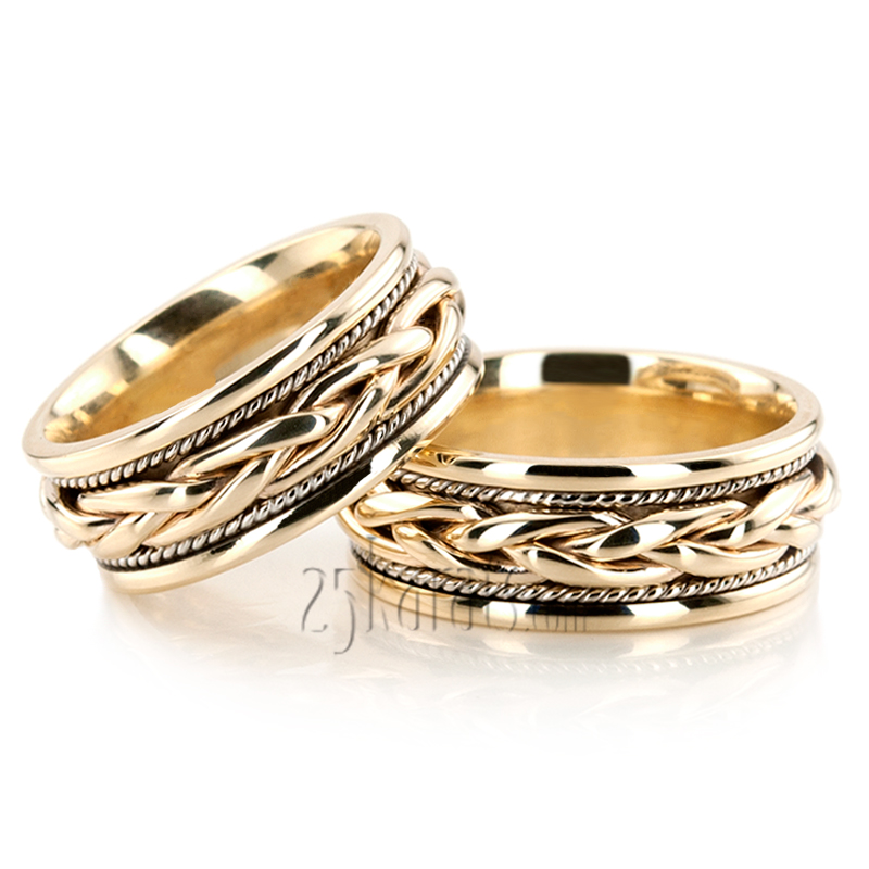 Hand Braided Wedding Band Set - view 2