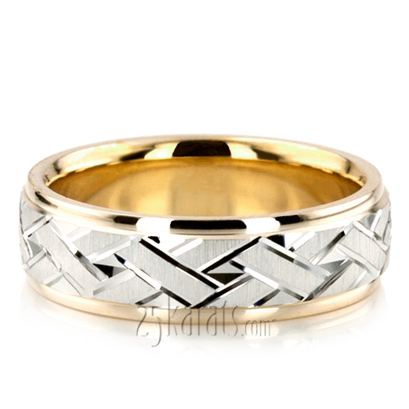 Attractive Angled Cut Diamond Cut Wedding Ring  - view 5