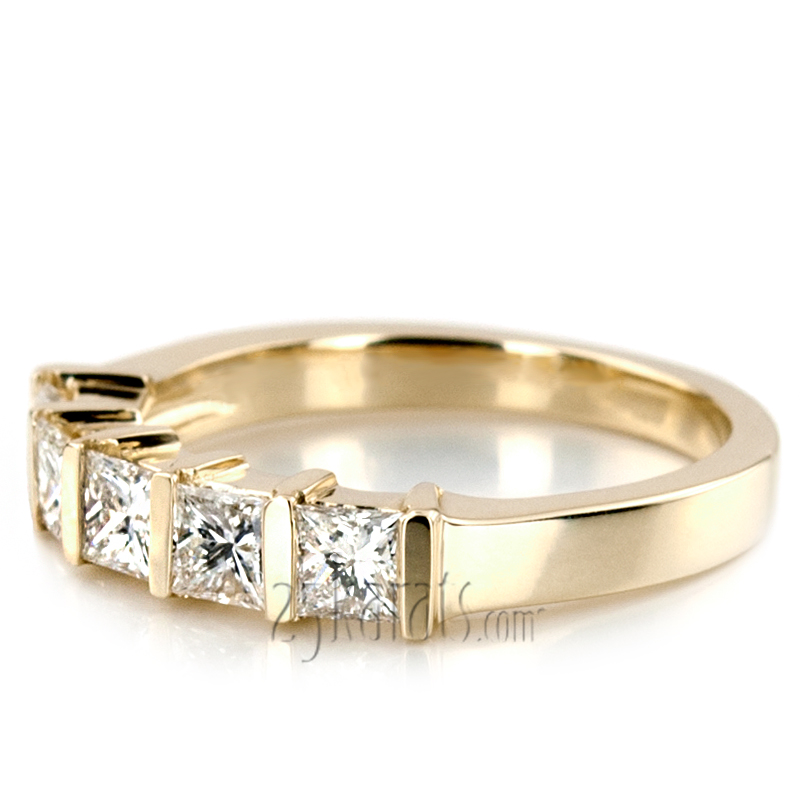 5 Stone Contemporary Bar Set Princess Cut Women Diamond  Ring (1 ct. tw.) - view 6