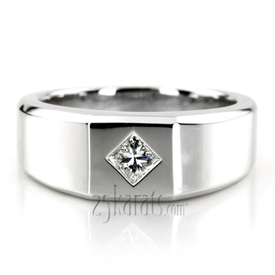 0.27 ct. Princess Cut Solitaire Diamond Men's Ring