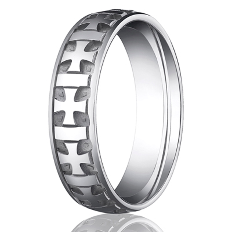 Benchmark 6mm Comfort-Fit Gaelic Cross Carved Design Band - view 2