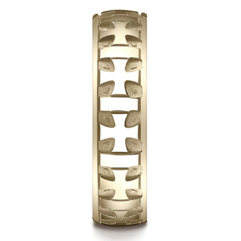 Benchmark 6mm Comfort-Fit Gaelic Cross Carved Design Band - view 4