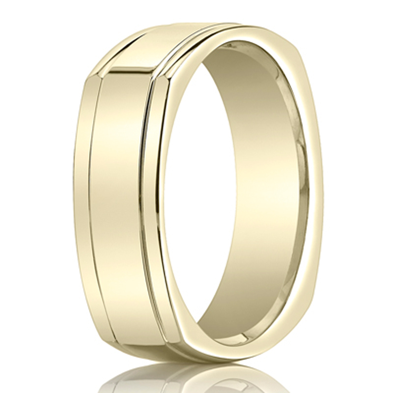 Benchmark 7mm Comfort-Fit High Polished Four-Sided Carved Design Band - view 3