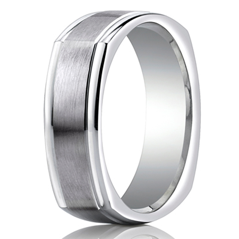 Benchmark 7mm Comfort-Fit Satin-Finished Four-Sided Carved Design Band - view 2