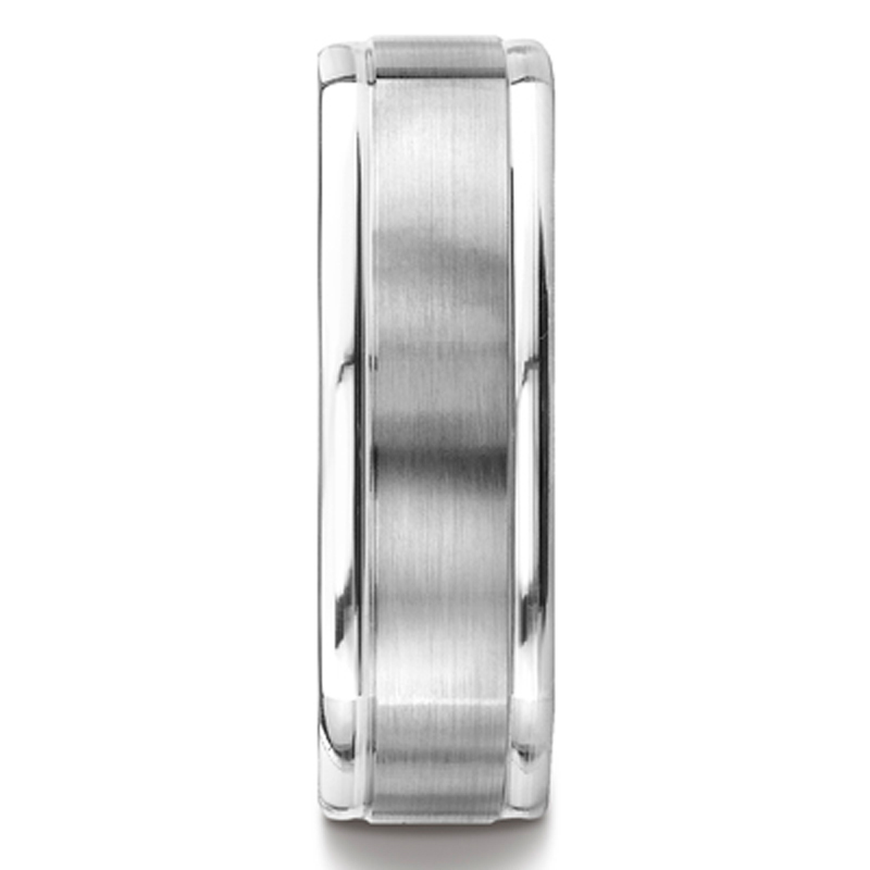 Benchmark 7mm Comfort-Fit Satin-Finished Four-Sided Carved Design Band - view 3