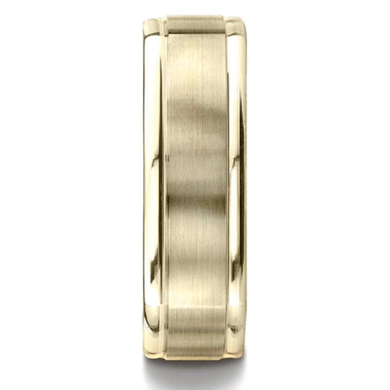 Benchmark 7mm Comfort-Fit Satin-Finished Four-Sided Carved Design Band - view 4