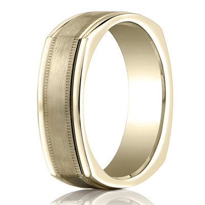 Benchmark 7mm Comfort-Fit Satin-Finished with Milgrain Four-Sided Carved Design Band - view 1 of 4