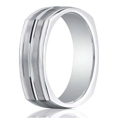 Benchmark 7mm Comfort-Fit Satin-Finished Center Cut Four-Sided Carved Design Band - view 2 of 4