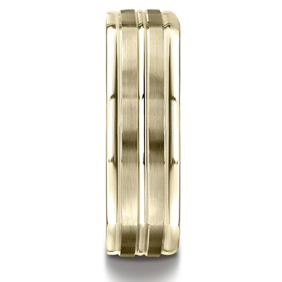 Benchmark 7mm Comfort-Fit Satin-Finished Center Cut Four-Sided Carved Design Band - view 4 of 4