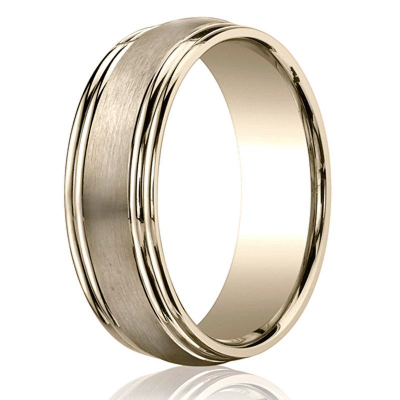 Benchmark 7.5mm Comfort-Fit Satin-Finished Double Round Edge Carved Design Band - view 3