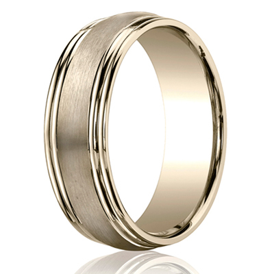 Benchmark 7.5mm Comfort-Fit Satin-Finished Double Round Edge Carved Design Band - view 3 of 6