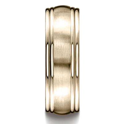 Benchmark 7.5mm Comfort-Fit Satin-Finished Double Round Edge Carved Design Band - view 4 of 6