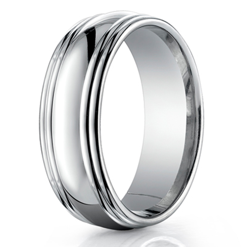 Benchmark 7.5mm Comfort-Fit Double Round Edge Carved Design Band - view 2