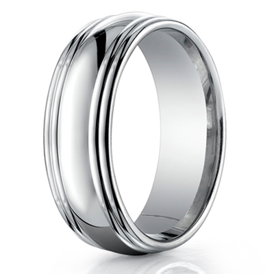 Benchmark 7.5mm Comfort-Fit Double Round Edge Carved Design Band - view 2 of 6