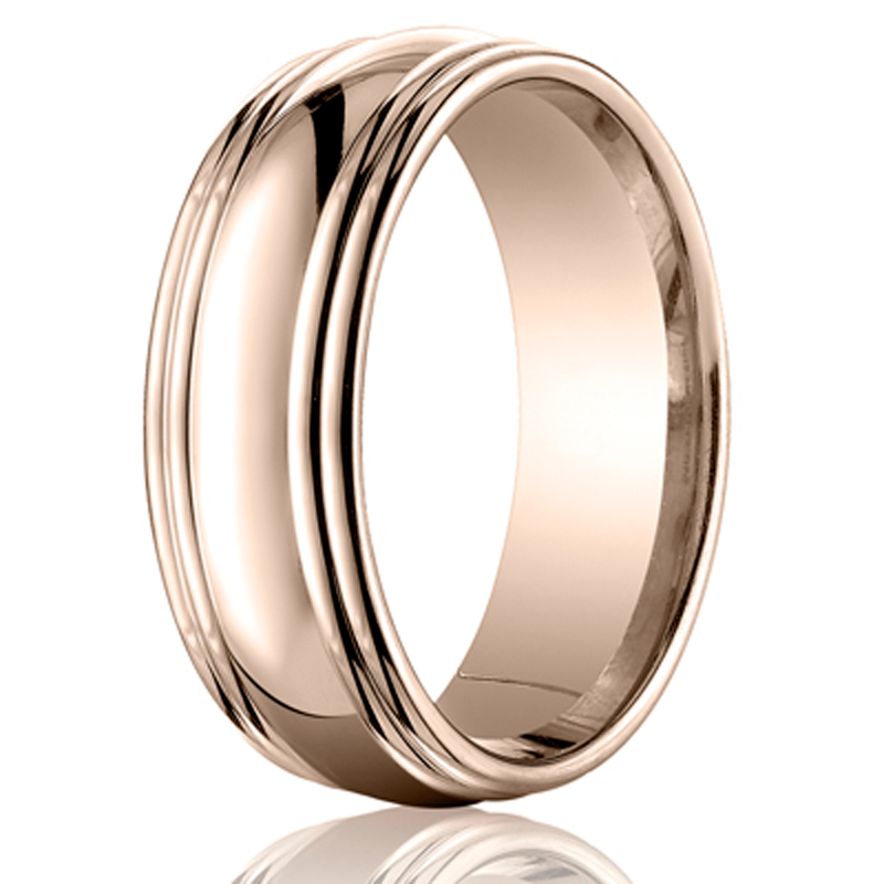 Benchmark 7.5mm Comfort-Fit Double Round Edge Carved Design Band - view 5